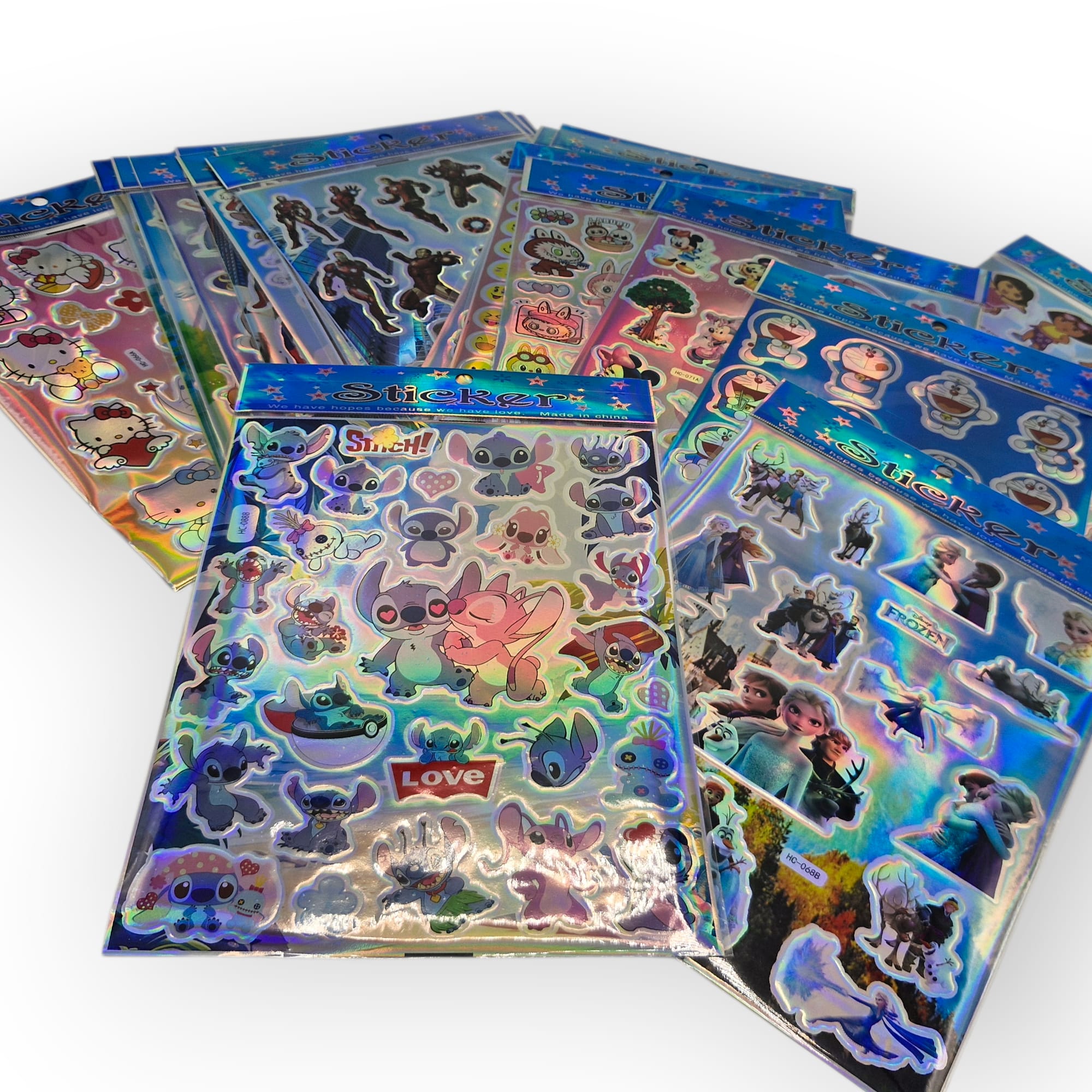 Stickers tornasol personajes varios