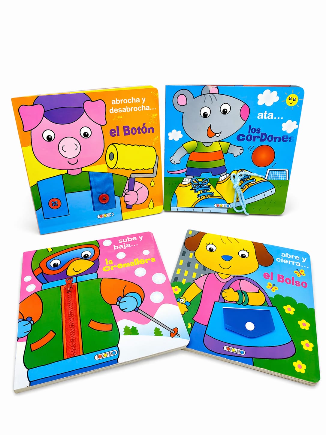 sube, baja, ata, cierra y abrocha