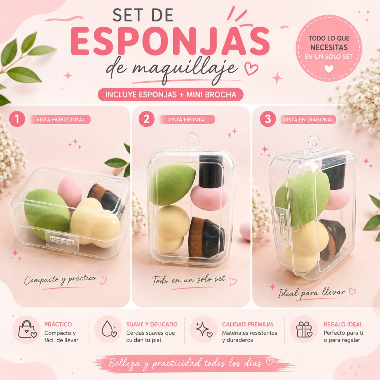 SET DE ESPONJAS DE MAQUILLAJE