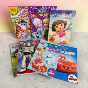 bloc de juegos con pegatinas y tatuajes personajes varios