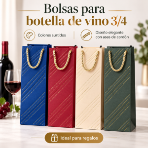 Bolsa botella de vino colores y rayas