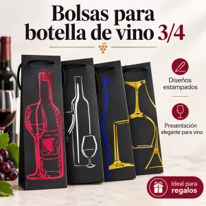 bolsa botella de vino estampada