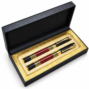 PACK X2 LAPICERA MARRON CON DORADO Y DETALLE EN CAREY - GE382