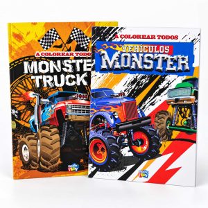A colorear todos. Monster trucks y vehiculos